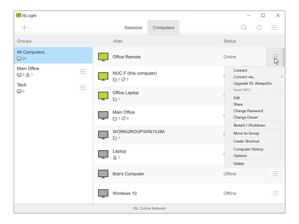 screenshot of ISL Light